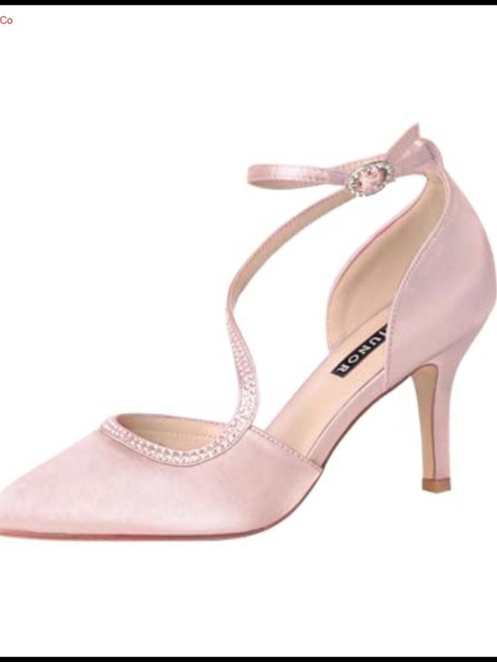 Women Satin Mid Heel Pointed Toe Ankle Strap Dress Pumps Wedding Evening Shoes